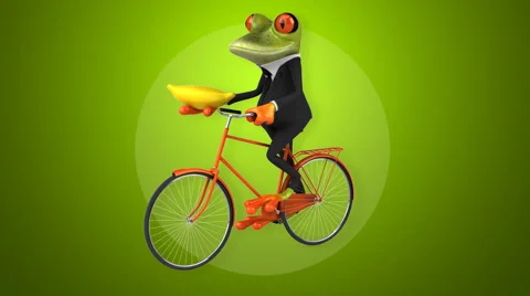 Fun frog on a bicycle - Digital animatio... | Stock Video | Pond5