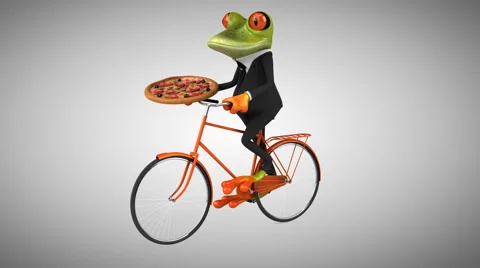 Fun frog on a bicycle - Digital animation Stock Footage 64771341
