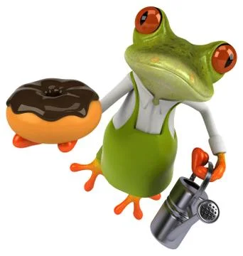Fun frog gardener - 3D Illustration Illustrazione stock