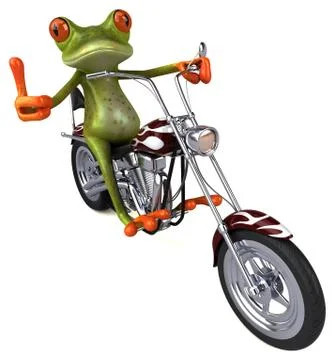 Fun frog on a motorcycle - 3D Illustration Stock Illustration