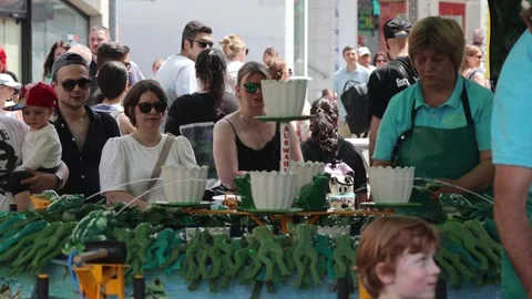 Fun frog whack-a-mole carnival game in progress Stock Footage 336219032