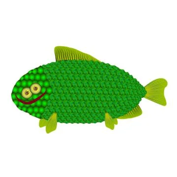 Fun funny green fish. Vector. Stock Illustration