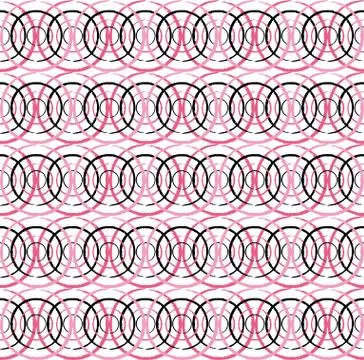 Fun geometric pattern with dark and light pink and black circles Stock Illustration