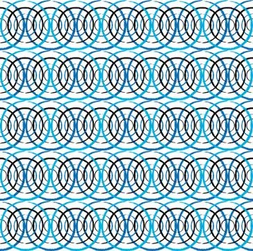 Fun geometric pattern with dark and light blue and black circles Stock Illustration