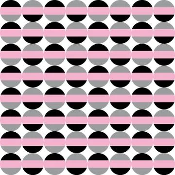 Fun geometric pattern with pink grey and black circles Stock Illustration