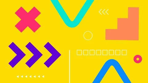 Fun Geometry Design on Yellow Background Stock Illustration