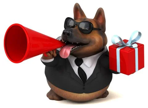 Fun german shepherd dog - 3D Illustration Stock Illustration