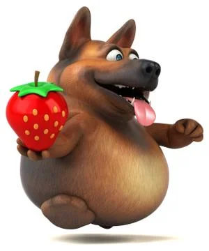 Fun german shepherd dog - 3D Illustration Stock Illustration