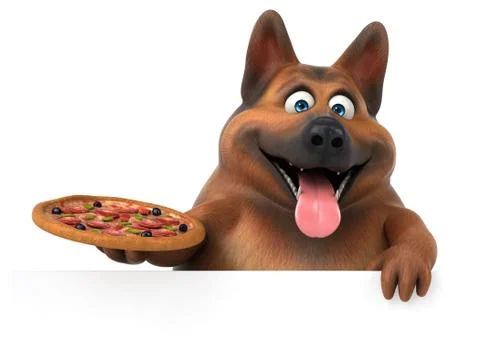 Fun german shepherd dog - 3D Illustration Stock Illustration