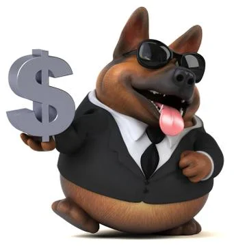 Fun german shepherd dog - 3D Illustration Stock Illustration