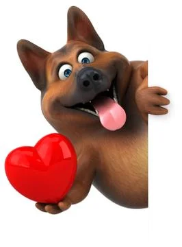 Fun german shepherd dog - 3D Illustration Stock Illustration