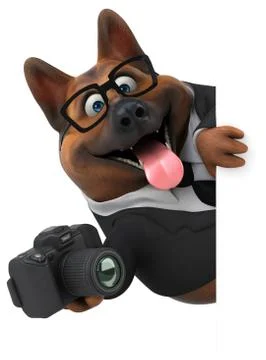 Fun german shepherd dog - 3D Illustration Stock Illustration