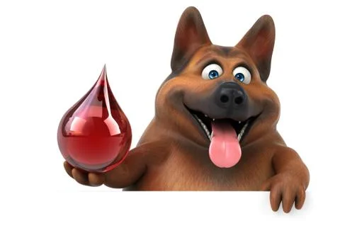 Fun german shepherd dog - 3D Illustration Stock Illustration