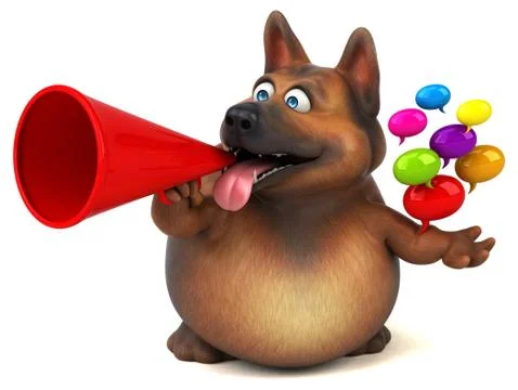 Fun german shepherd dog - 3D Illustration Stock Illustration