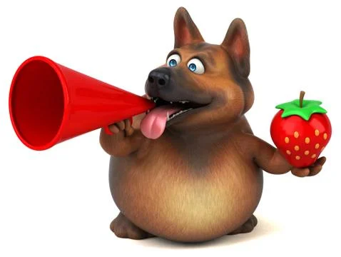 Fun german shepherd dog - 3D Illustration Stock Illustration