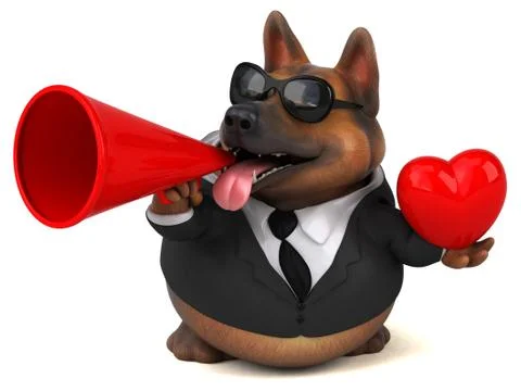 Fun german shepherd dog - 3D Illustration Stock Illustration