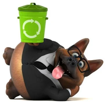 Fun german shepherd dog - 3D Illustration Stock Illustration