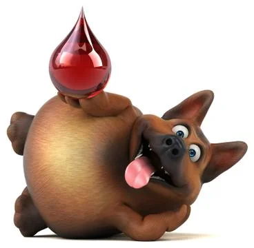 Fun german shepherd dog - 3D Illustration Stock Illustration