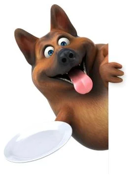 Fun german shepherd dog - 3D Illustration Stock Illustration