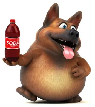 Fun german shepherd dog - 3D Illustration Stock Illustration
