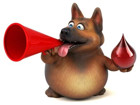 Fun german shepherd dog - 3D Illustration Stock Illustration
