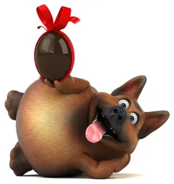 Fun german shepherd dog - 3D Illustration Stock Illustration