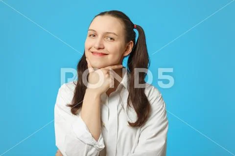 Fun girl thinker Stock Photos