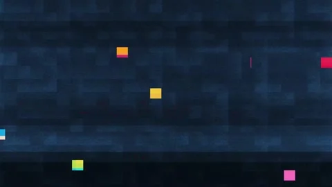 Fun glitch. Multicoloured glitch squares flashing on the blue screen. Stock Footage 236775302
