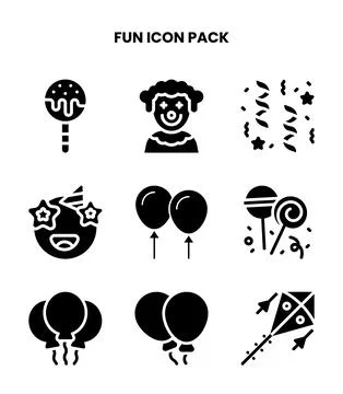 Fun Glyph Icons Pack Stock Illustration