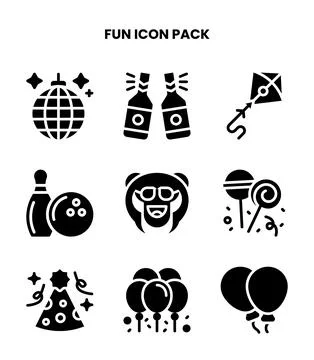 Fun Glyph Scalable Icons Pack Stock Illustration
