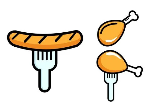 Fun Graphic Elements Featuring Popular Fast Food Items for Restaurant and S.. Illustrazione stock