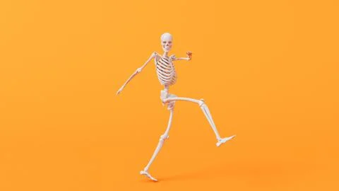 Fun halloween dancing skeleton character. 3D Rendering Stock Illustration