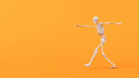 Fun halloween dancing skeleton character. 3D Rendering Stock Illustration
