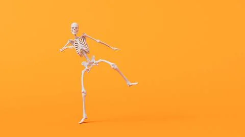 Fun halloween dancing skeleton character. 3D Rendering Stock Illustration