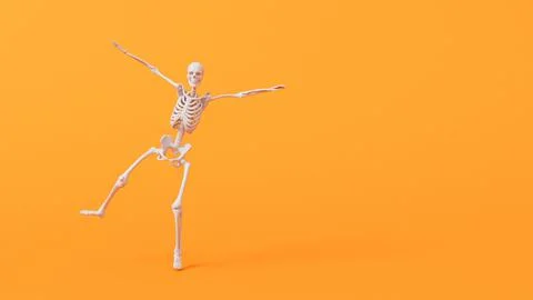 Fun halloween dancing skeleton character. 3D Rendering Stock Illustration