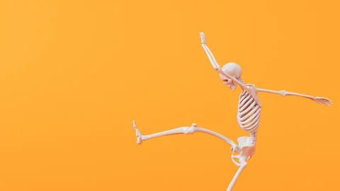 Fun halloween dancing skeleton character. 3D Rendering Stock Illustration