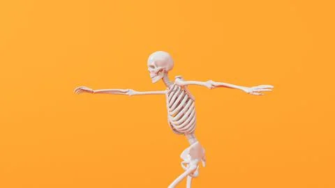 Fun halloween dancing skeleton character. 3D Rendering イラスト素材