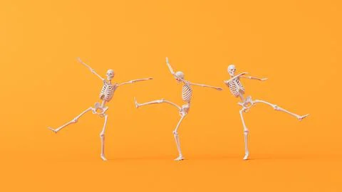 Fun halloween dancing skeleton character. 3D Rendering イラスト素材