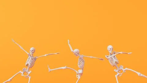 Fun halloween dancing skeleton character. 3D Rendering Stock Illustration