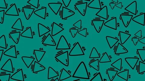 Fun hand drawn triangels doodles seamless pattern over green background Stock Footage 332892642