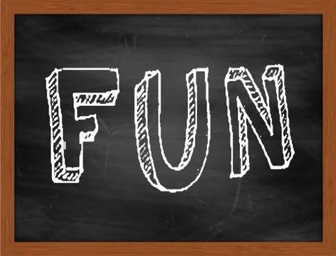 FUN  hand writing text on black chalkboard Stock Illustration