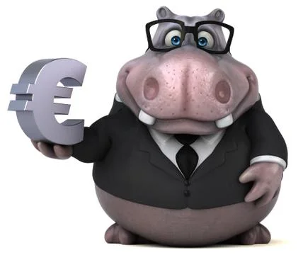 Fun hippo - 3D Illustration Stock Illustration
