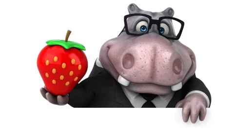 Fun hippo - 3D Illustration Stock Illustration