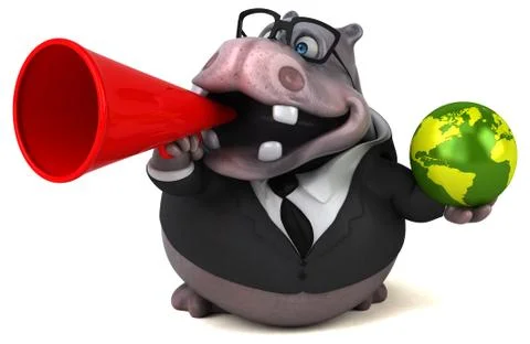 Fun hippo - 3D Illustration Stock Illustration