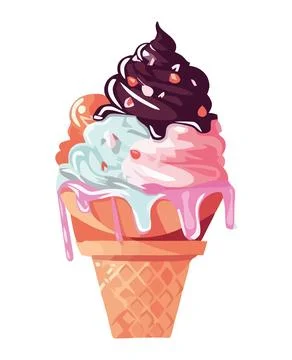 Fun ice cream cone symbolizing summer sweetness Stock Illustration