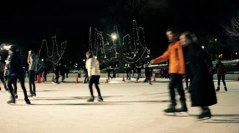 Fun Ice Skating at Night 3, Color Corrected Video stock 26113798