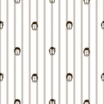Fun icon faces striped seamless vector pattern. Stock Illustration