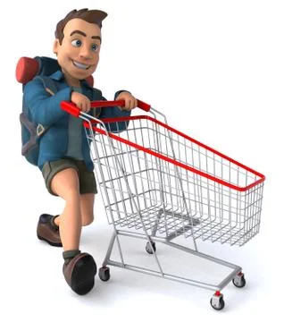 Fun illustration of a 3D cartoon backpacker Stock Illustration
