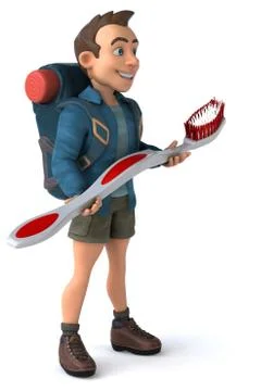 Fun illustration of a 3D cartoon backpacker Stock Illustration