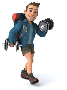 Fun illustration of a 3D cartoon backpacker Stock Illustration